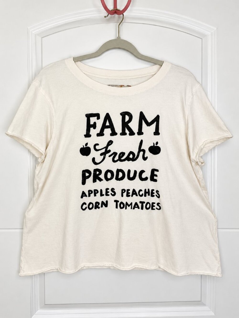 Anthropologie Farm Fresh Graphic Tee XL Ivory Farmhouse Cottagecore